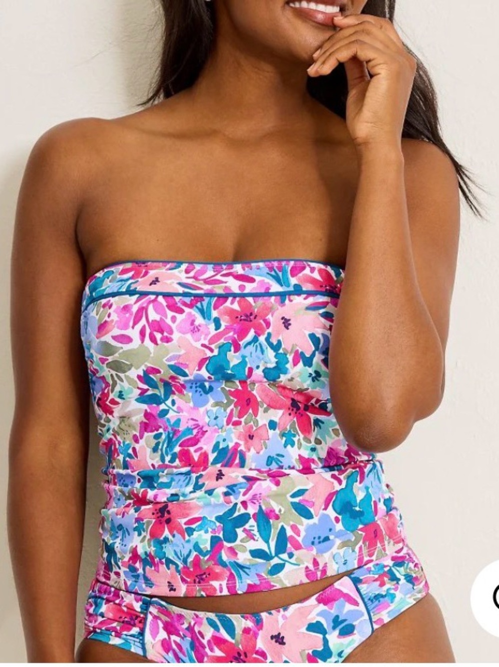 NWT Tommy Bahama Watercolor Floral Bandeau Tankini Top. Size M